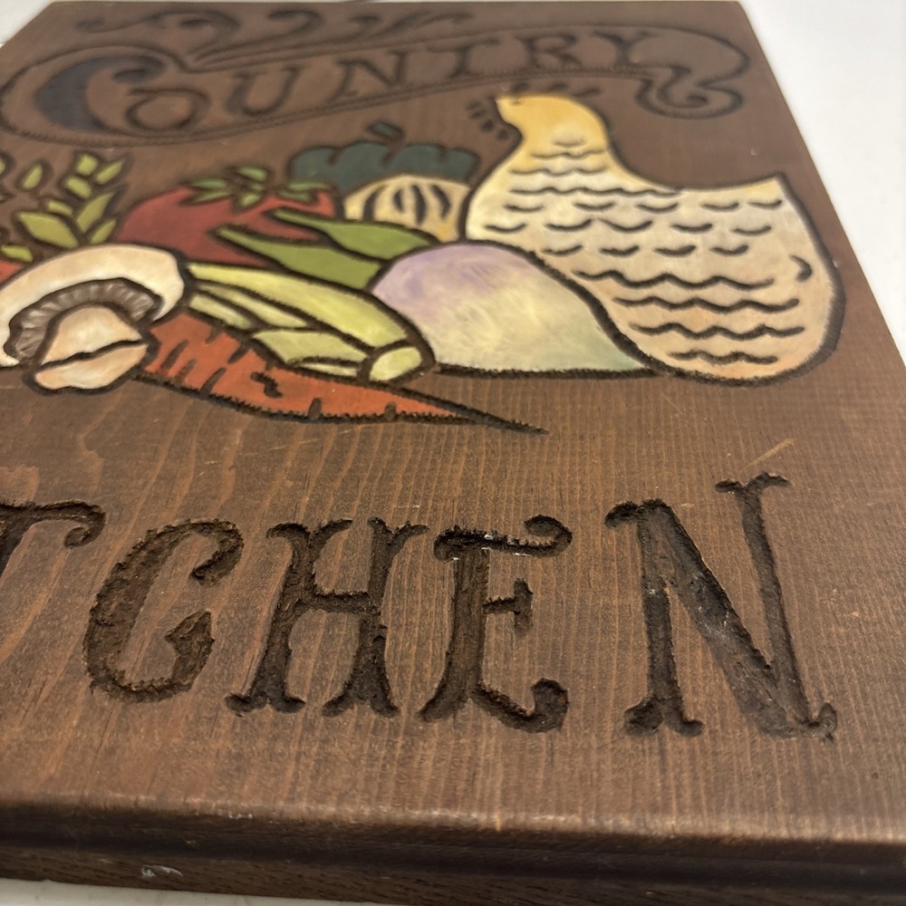 Vintage Country Kitchen Carved Hand Painted Decor Vegetables Mushroom Chicken - Picture 11 of 14